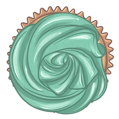 Fototapeta premium Cupcake. Vintage hand painting. Pastel colours.