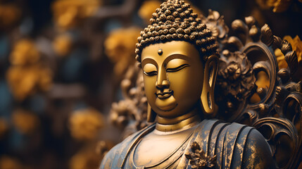 Buddha statue symbol of spirituality and meditation - obrazy, fototapety, plakaty