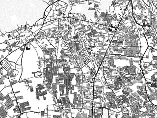 Greyscale vector city map of  Imus in the Philippines with with water, fields and parks, and roads on a white background.