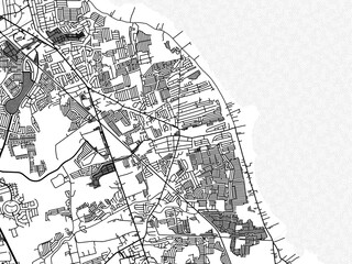 Greyscale vector city map of  Santa Rosa in the Philippines with with water, fields and parks, and roads on a white background.