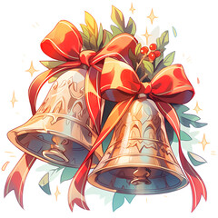 Bell Ornament in Christmas.Generative Ai