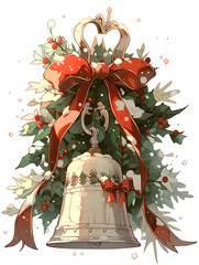 Bell Ornament in Christmas.Generative Ai