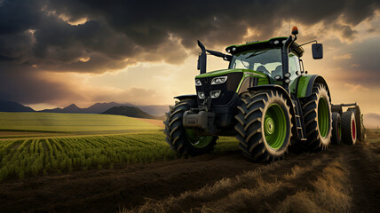 Fototapeta premium tractor in field generated by AI