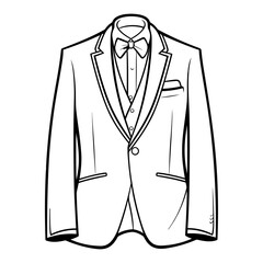 Men's notch lapel Blazer Jacket suit flat sketch fashion illustration technical drawing with front and back view.
