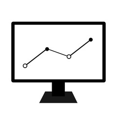 分析アイコン。
パソコンの画面に表示された折れ線グラフ。