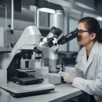 A laboratory technician using a powerful scanning electron microscope to examine nanomaterials4