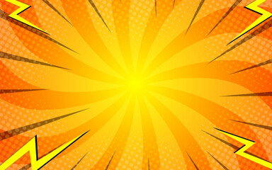 Fototapeta premium Pop art comic background lightning blast halftone dots. Vector Illustrations