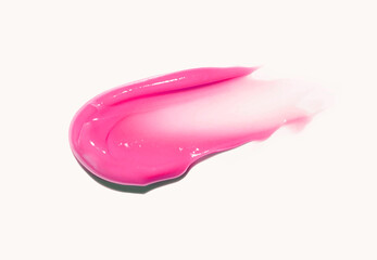 Hair coloring pink shampoo or balm toner hair due smudge swatch isolated on white