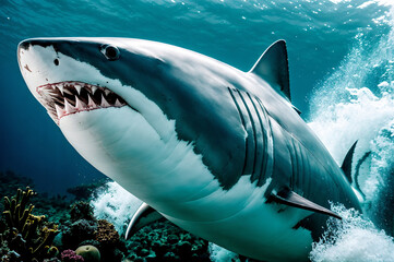 Fototapeta premium great white shark in the sea