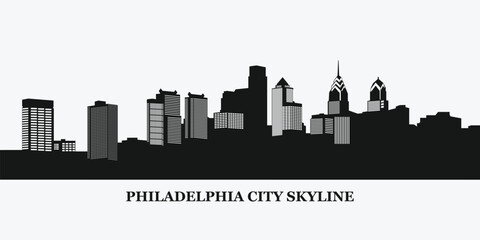 Philadelphia city skyline silhouette. United states skyscraper in vector