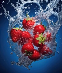 Strawberries fall into the water