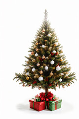 Obraz na płótnie Canvas christmas tree with presents on white background