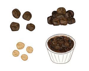 Raw and cooked brown sugar bubbles