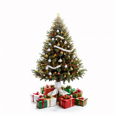 Obraz na płótnie Canvas christmas tree with presents on white background