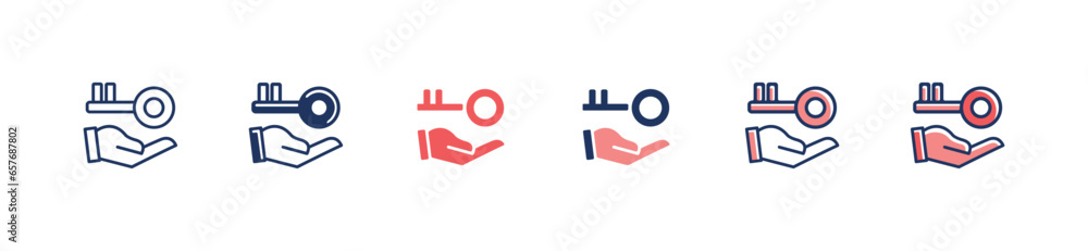 Aufkleber hand with business key solution problem solving icon vector mission strategy management creative ide