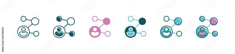 Poster simple connection network global community icon vector circle business center social link hub distribution element symbol illustration for web and app