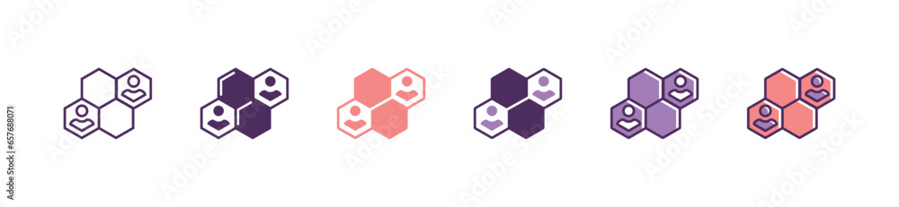 Aufkleber business global network social hive connect community icon bee hexagon net group structure marketing people symbol illustration