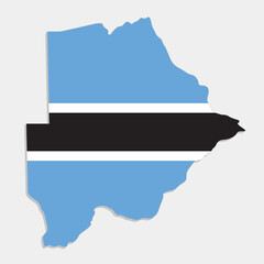 botswana map with flag on gray background