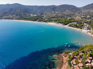 aerial view of the coast of ​​the Island of Elba.