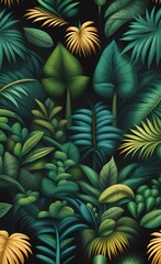 tropical trees and leaves design, Generative AI