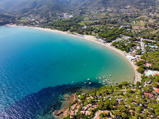 aerial view of the coast of ​​the Island of Elba.