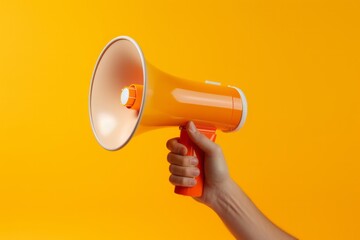 hand holding megaphone, marketing and sales background