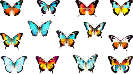Obraz premium set of colorful butterflies transparent texture for use on white background