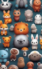Cute safari Animals , Kids room wallpaper design, Generative AI