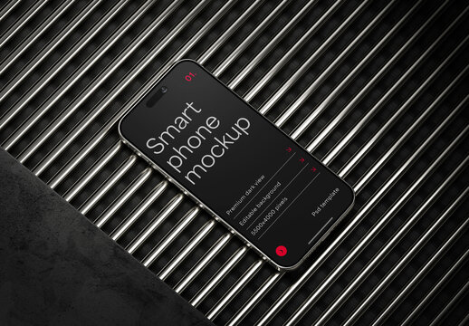 Dark Smartphone Mockup for App UI and Mobile Design