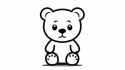Teddy Bear Cartoon Outline Stroke Sticker