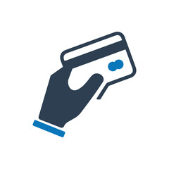 Hand holding a credit card icon