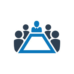 Board room members sitting around a table icon