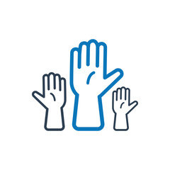 Group of raised hands, Election, Question icon