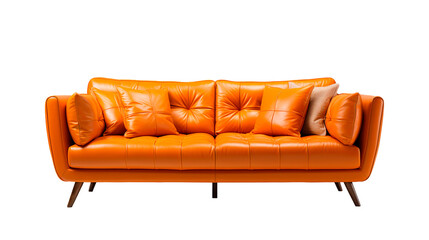 Fototapeta premium Minimalist Comfort: Transparent Background Modern Sofa, PNG. Generative AI.