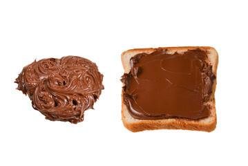 Сhocolate paste sandwich isolated on white background.