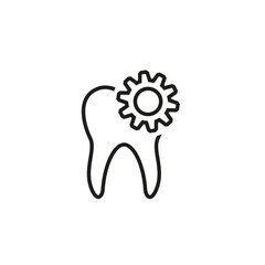 Human tooth icon with gear, cogwheel. Dental restoration, prosthetics and implantation.