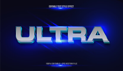 Futuristic Editable text style effect shiny blue bright color. vector illustration template	