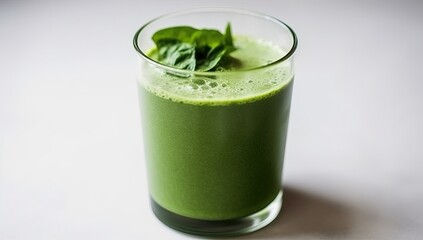 Healthy green smoothie with spinach in a glass