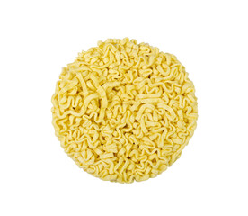 Dry Instant Noodles Isolated, Round Asian Pasta, Traditional Korean Ramen, Uncooked Instant Egg Noodles
