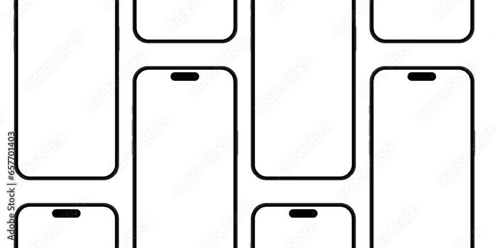 Poster set of realistic models smartphone with transparent screens. smartphone mockup collection. phone moc