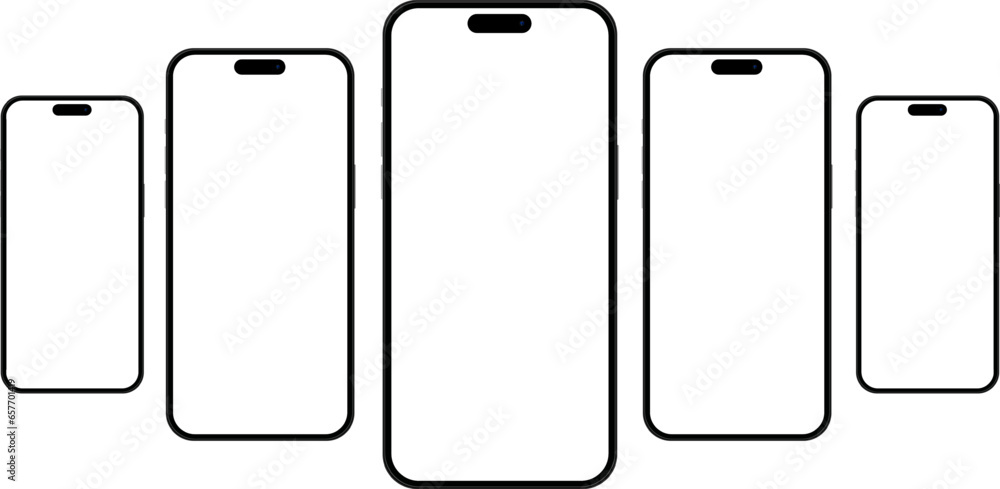 Poster set of realistic models smartphone with transparent screens. smartphone mockup collection. phone moc