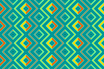 Checkered background, cool colors, green, yellow, orange and turquoisefor making bags, clothes, book covers, gift wrapping paper, socks, handkerchiefs, curtains, shawls, blankets, tablecloths, pillowc