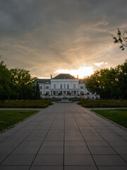 sunset in the city park in Otwock