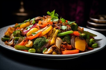 A delicious and flavorful dish showcasing a medley of vegetables cooked to perfection. Generative AI