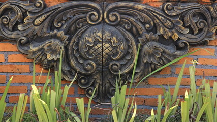 cement carving texture background on garden wall