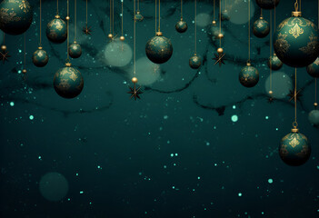 green background decorated with decorative ornaments , in the style of dark christmas background