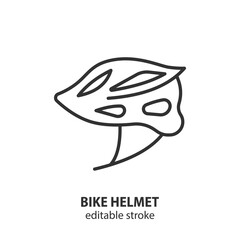 Bike helmet line icon. Editable stroke. Vector illustration.