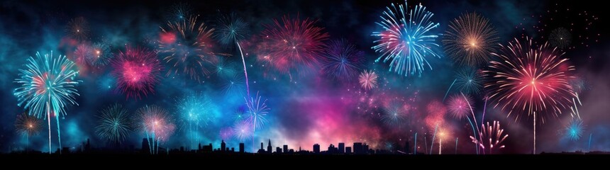 Fototapeta na wymiar A vibrant fireworks display lighting up the night sky