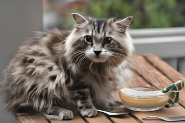 cat on a table Generative AI