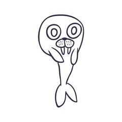 Cartoon seal Cute hand drawn animal. Vector